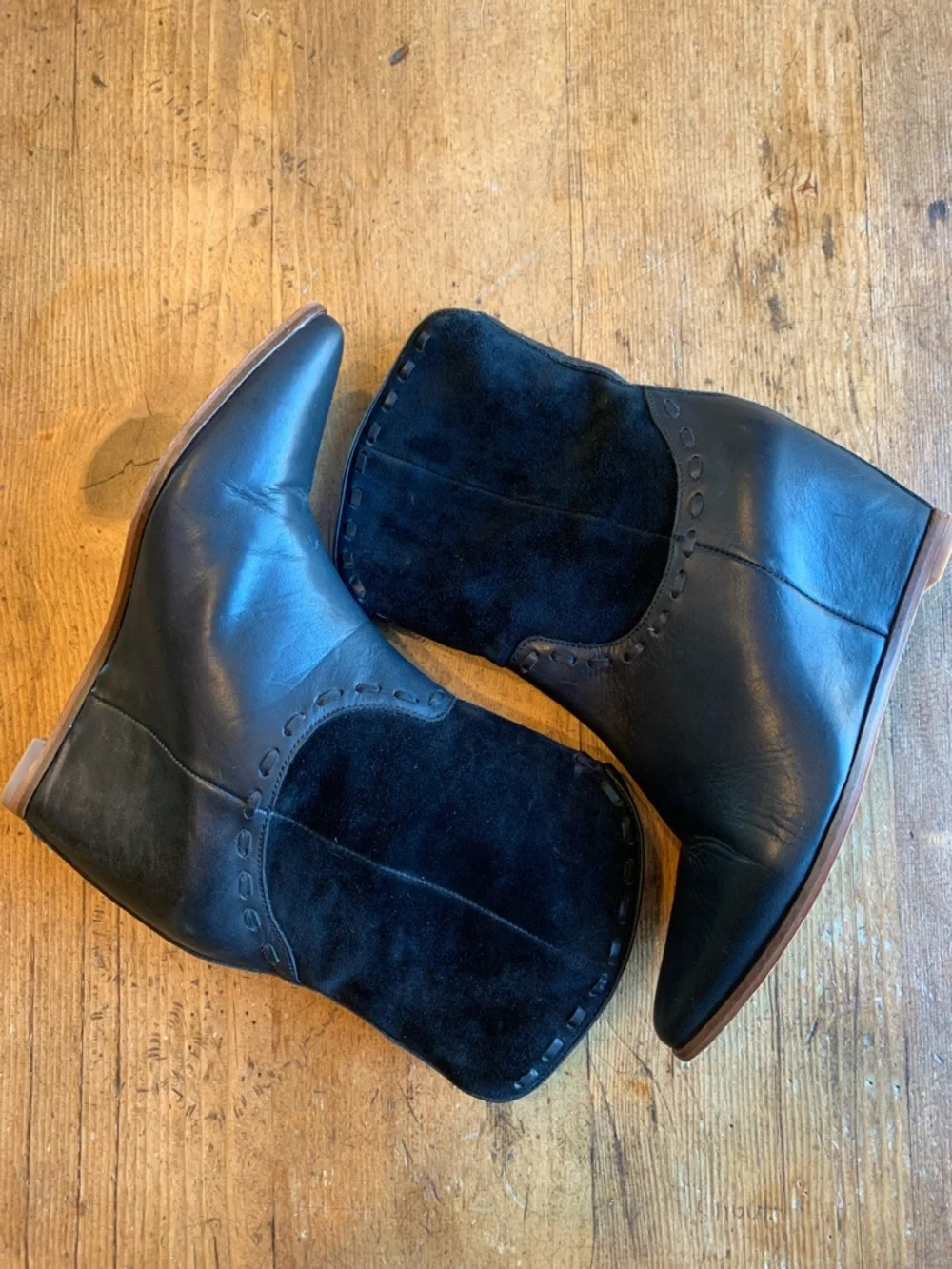 Martha Jones Women’s Black Two-Texture Wedge Ankle Booties
